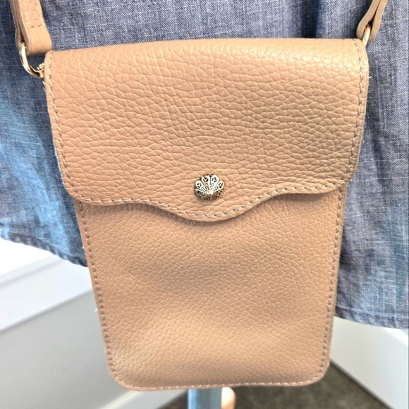 ISADORA LEATHER SMALL CROSSBODY PURSE MINI BAG TRAVEL TAUPE TAN WOMEN ITALY - Picture 1 of 14